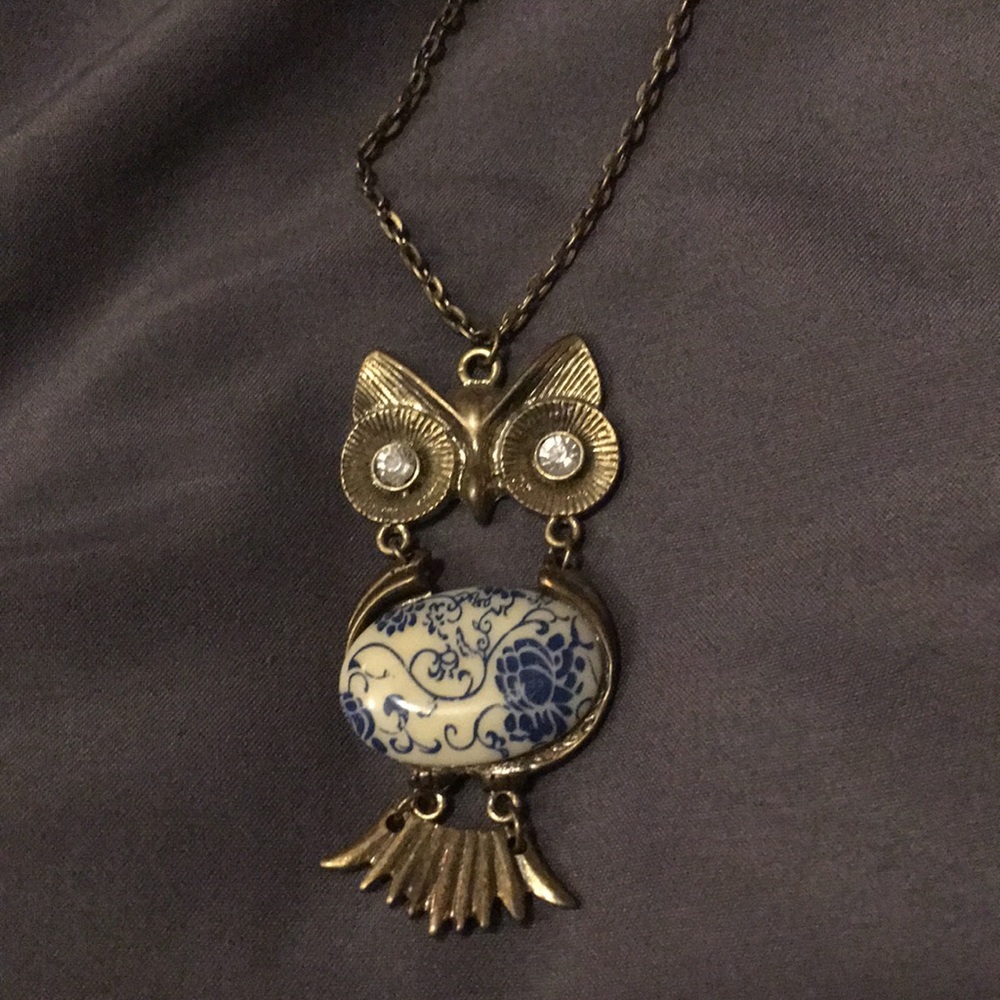 Owl necklace with long chain